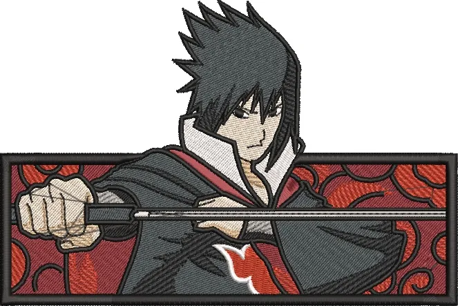  Sasuke Uchiha Akatsuki Cloud Patch  embroidery pattern preview