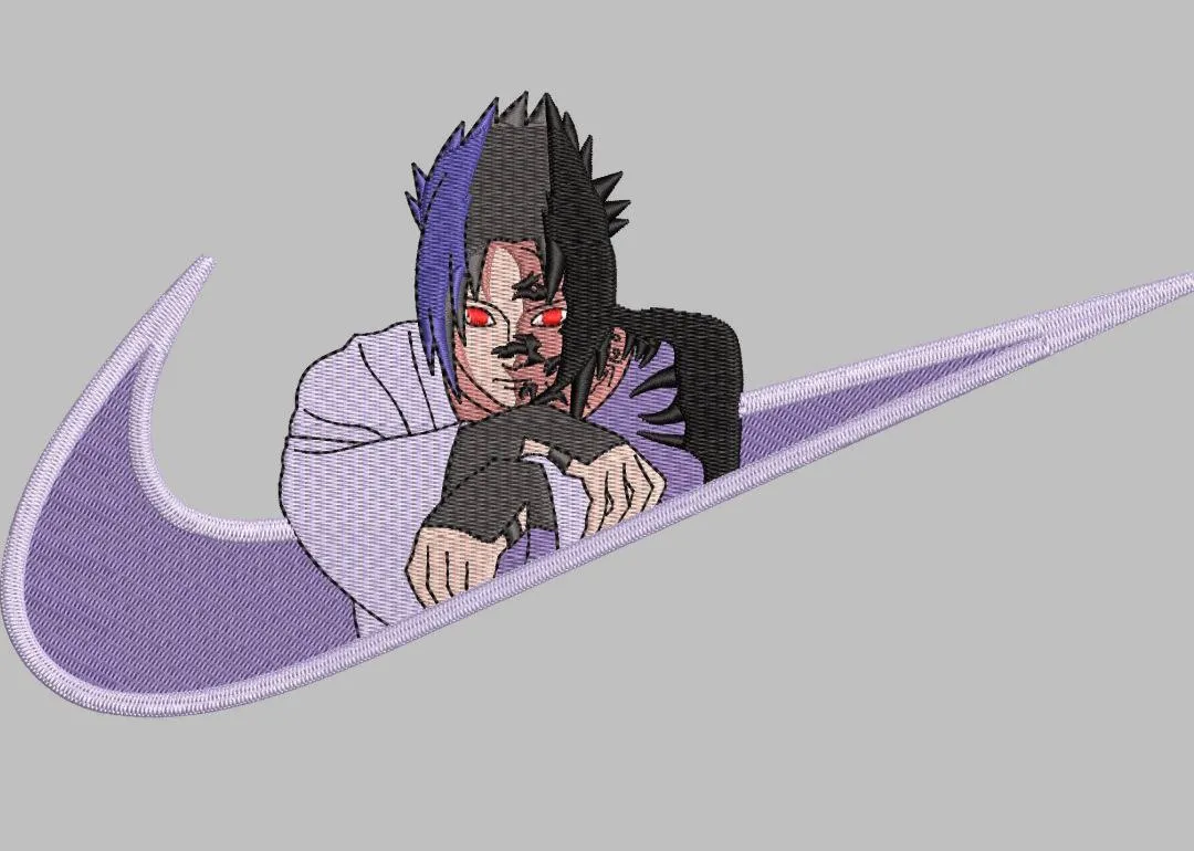 Sasuke Uchiha in Purple Nike Swoosh  embroidery pattern preview