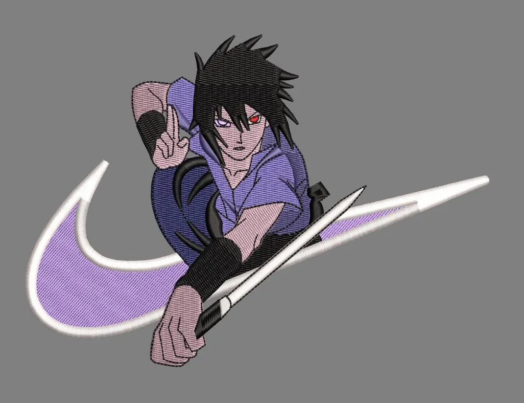 Sasuke Uchiha with Nike Swoosh  embroidery pattern preview