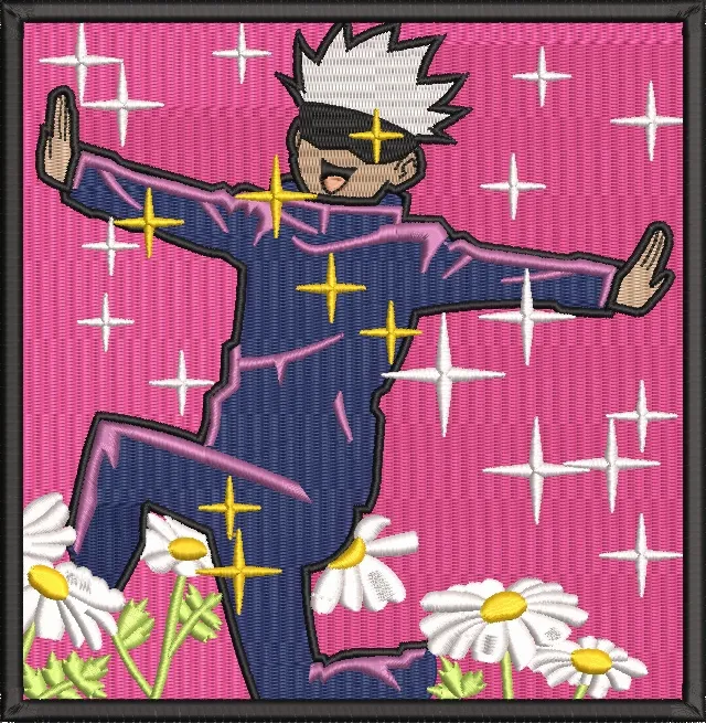  Satoru Gojo Dancing Among Daisies with Sparkles  embroidery pattern preview