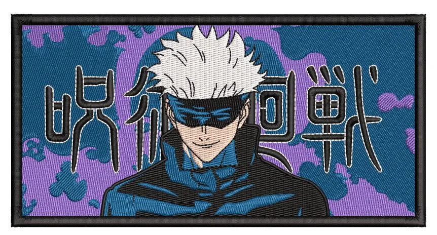 Main preview of  Satoru Gojo with Japanese Text on Blue and Purple Patch 