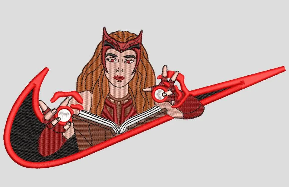  Scarlet Witch with Nike Swoosh and Spellbook  embroidery pattern preview
