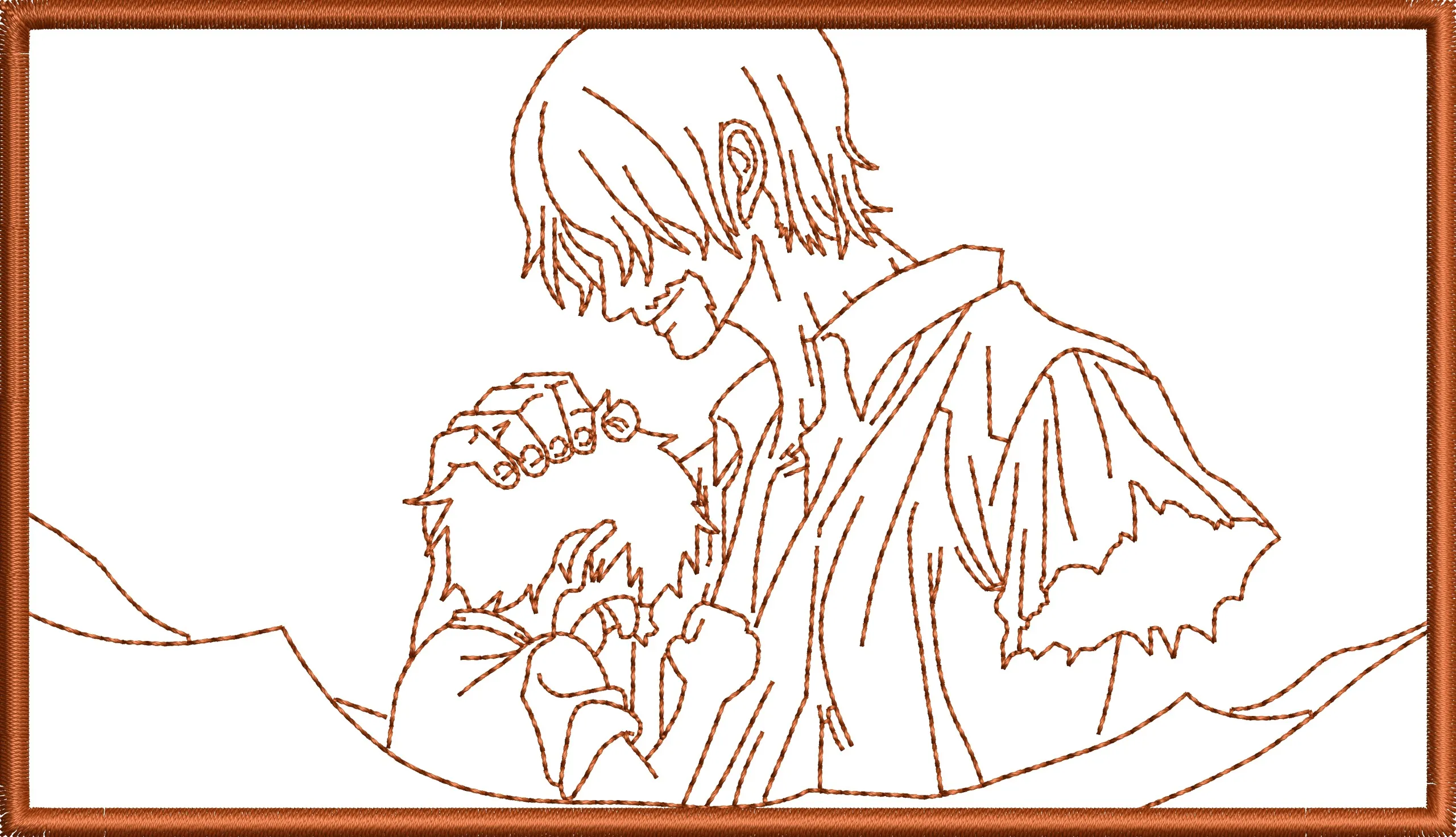  Shanks Comforts Young Luffy Line Art  embroidery pattern preview