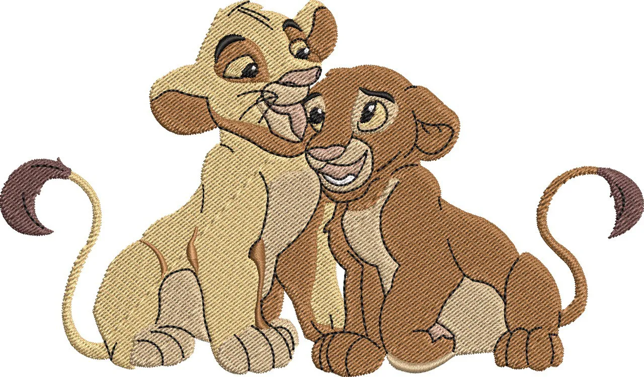  Simba and Nala Lion King Cubs Embroidery  embroidery pattern preview
