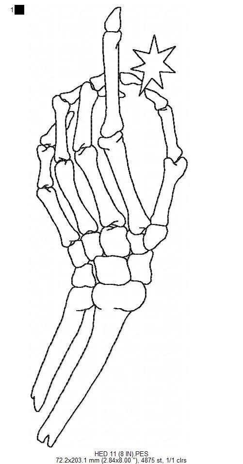 Main preview of  Skeleton Hand Middle Finger with Star 