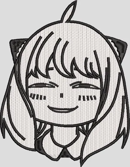  Smiling Anime Girl With Cat Ears Embroidery  embroidery pattern preview