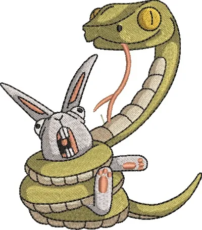  Snake Coiled Around Rabbit Cartoon  embroidery pattern preview
