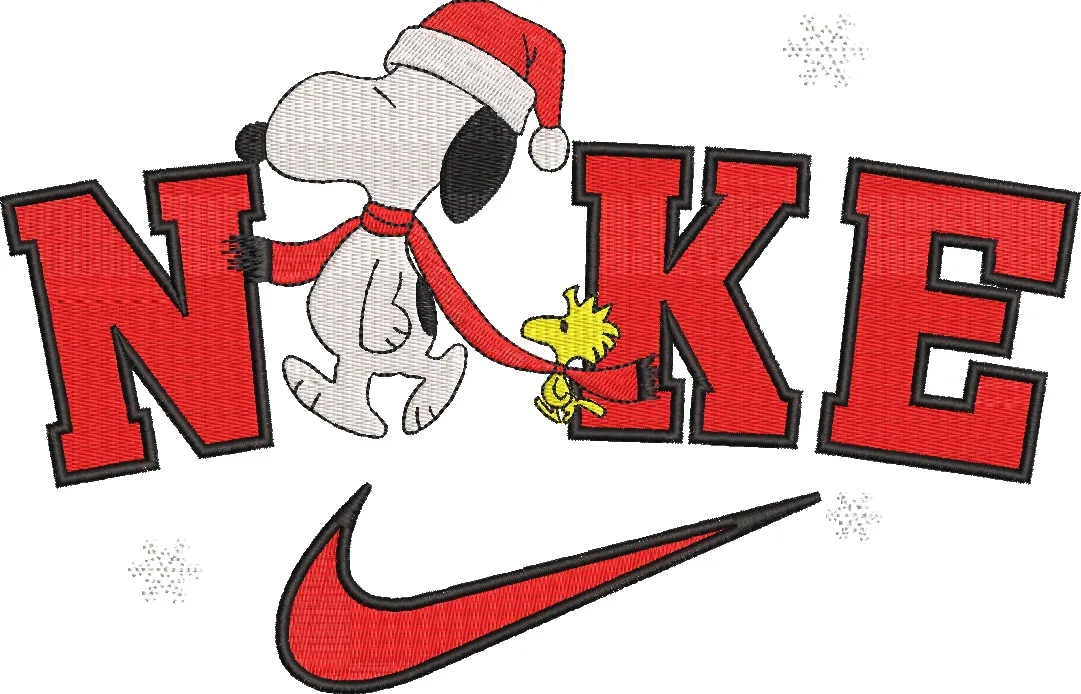  Snoopy and Woodstock Christmas Nike Logo  embroidery pattern preview