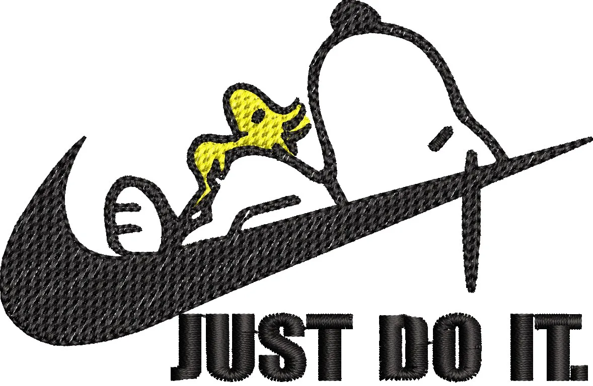  Snoopy and Woodstock on Nike Swoosh Just Do It  embroidery pattern preview