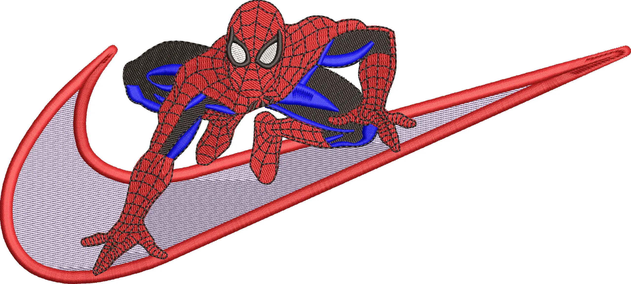  Spiderman Crawling on Nike Swoosh  embroidery pattern preview