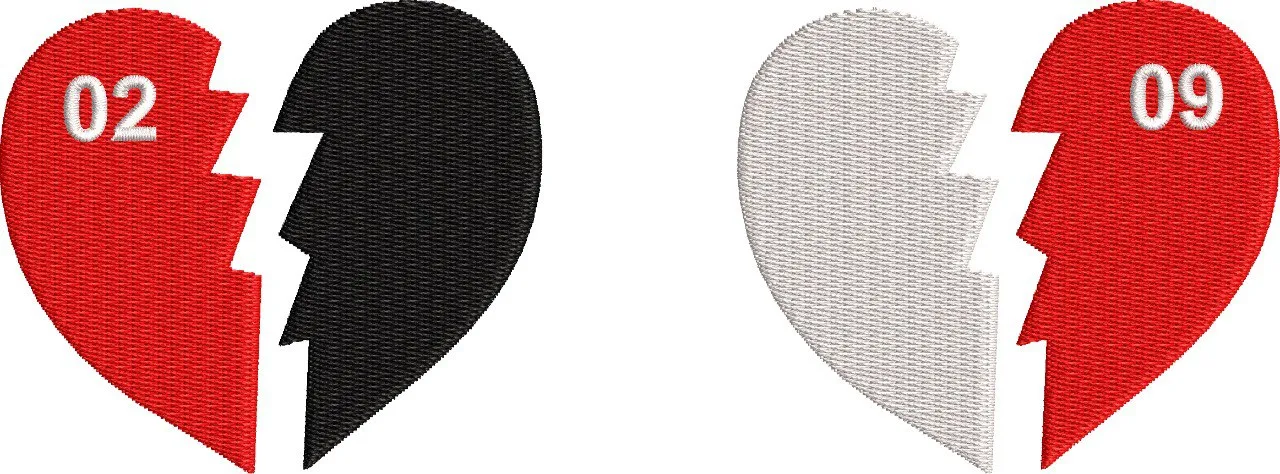 Main preview of  Split Broken Heart Patch Set with Numbers 