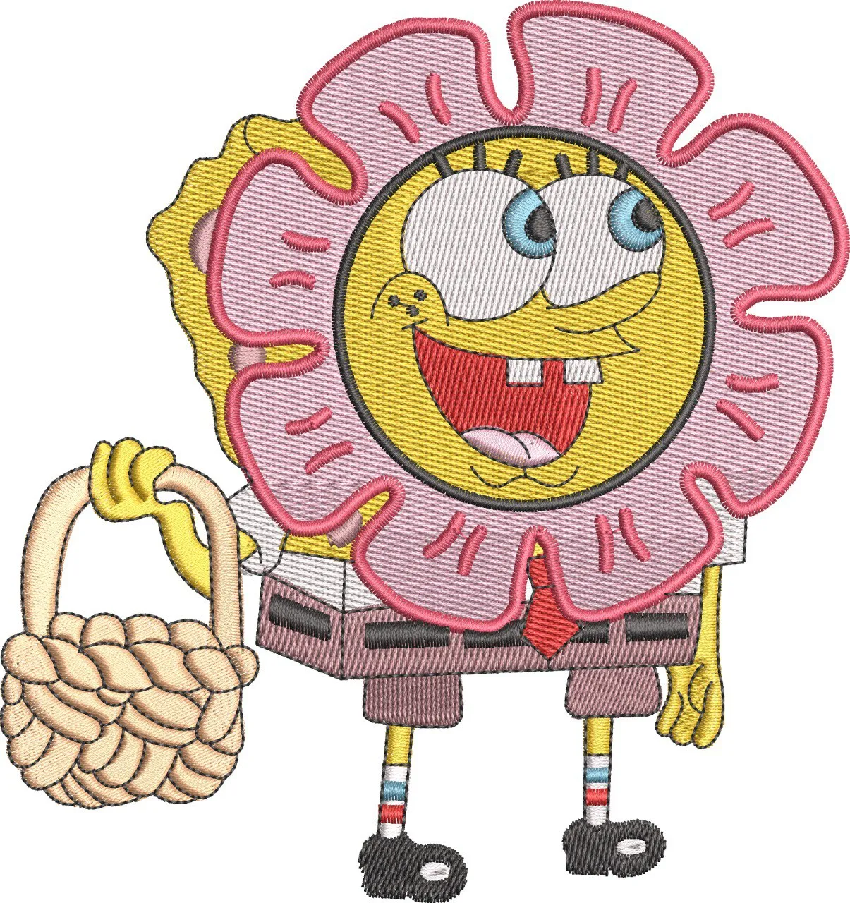 SpongeBob with Pink Flower Costume and Basket  embroidery pattern preview