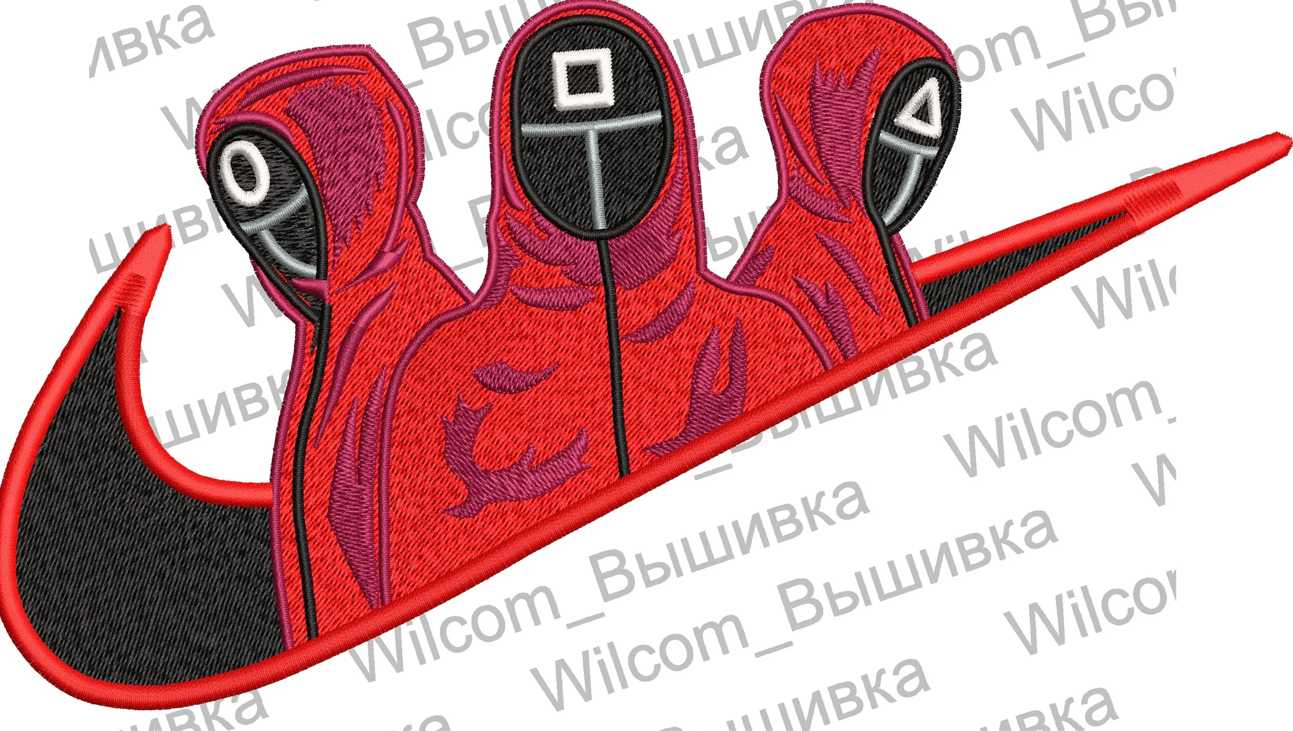  Squid Game Guards in Nike Swoosh  embroidery pattern preview