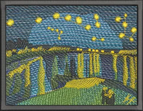  Starry Night River Embroidery Style  embroidery pattern preview