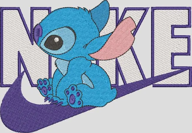 Main preview of  Stitch Sitting on Nike Logo 