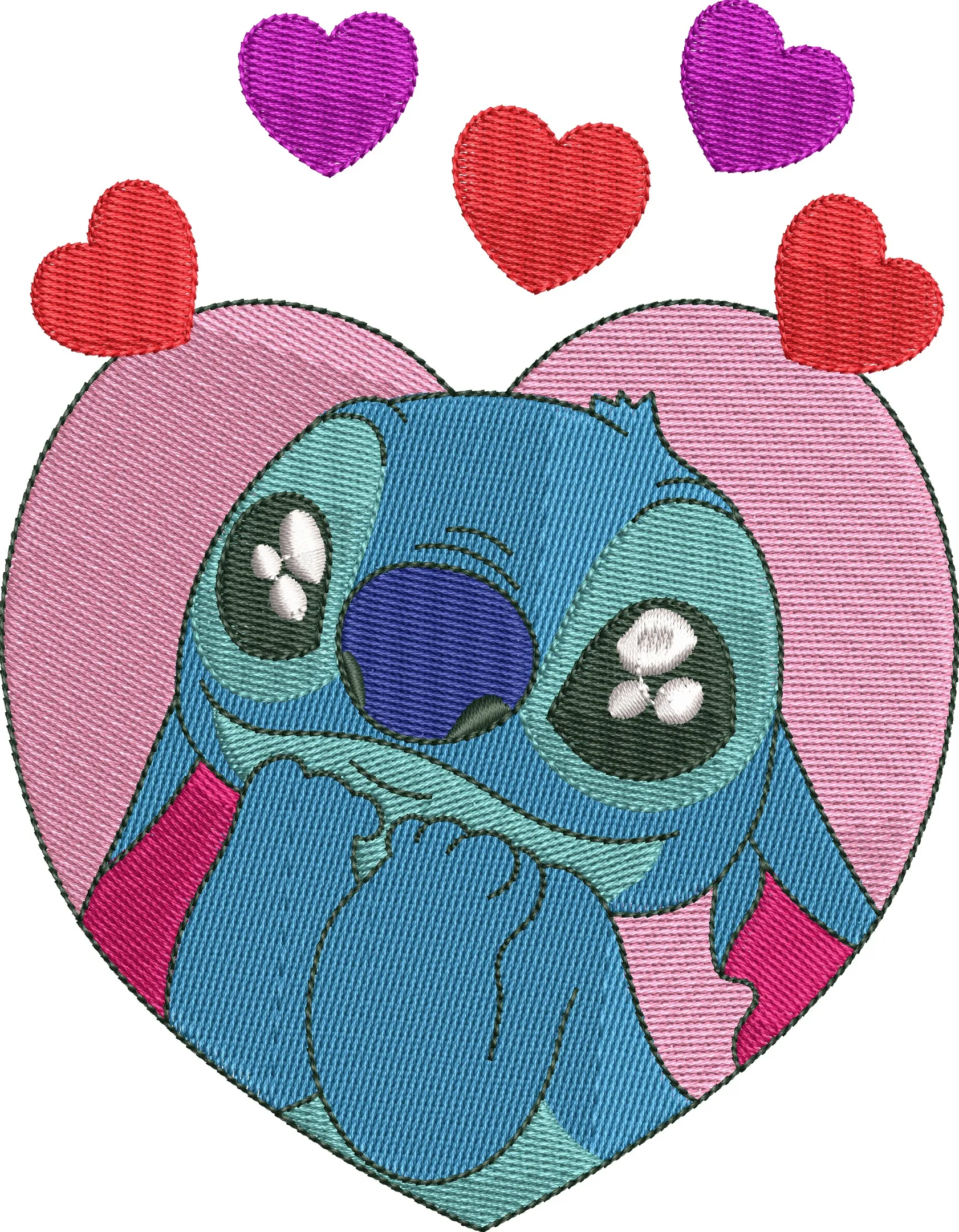  Stitch in Heart with Floating Hearts  embroidery pattern preview