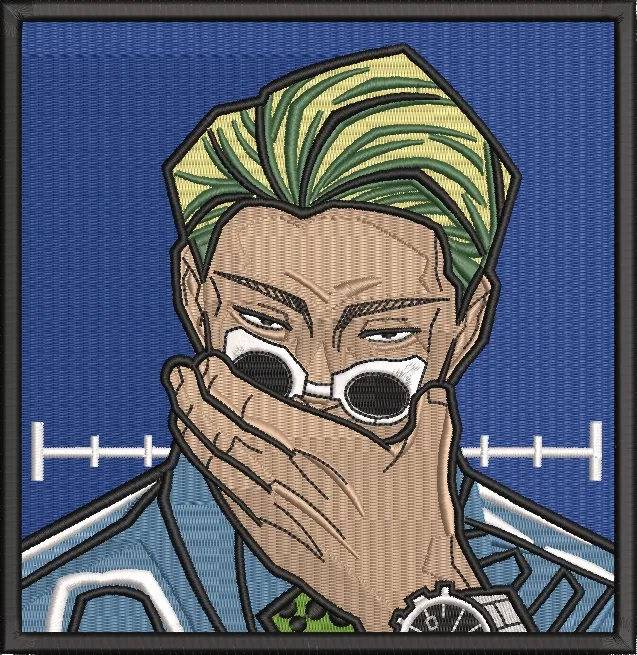  Stylish Man with Green Hair and Sunglasses Embroidery  embroidery pattern preview