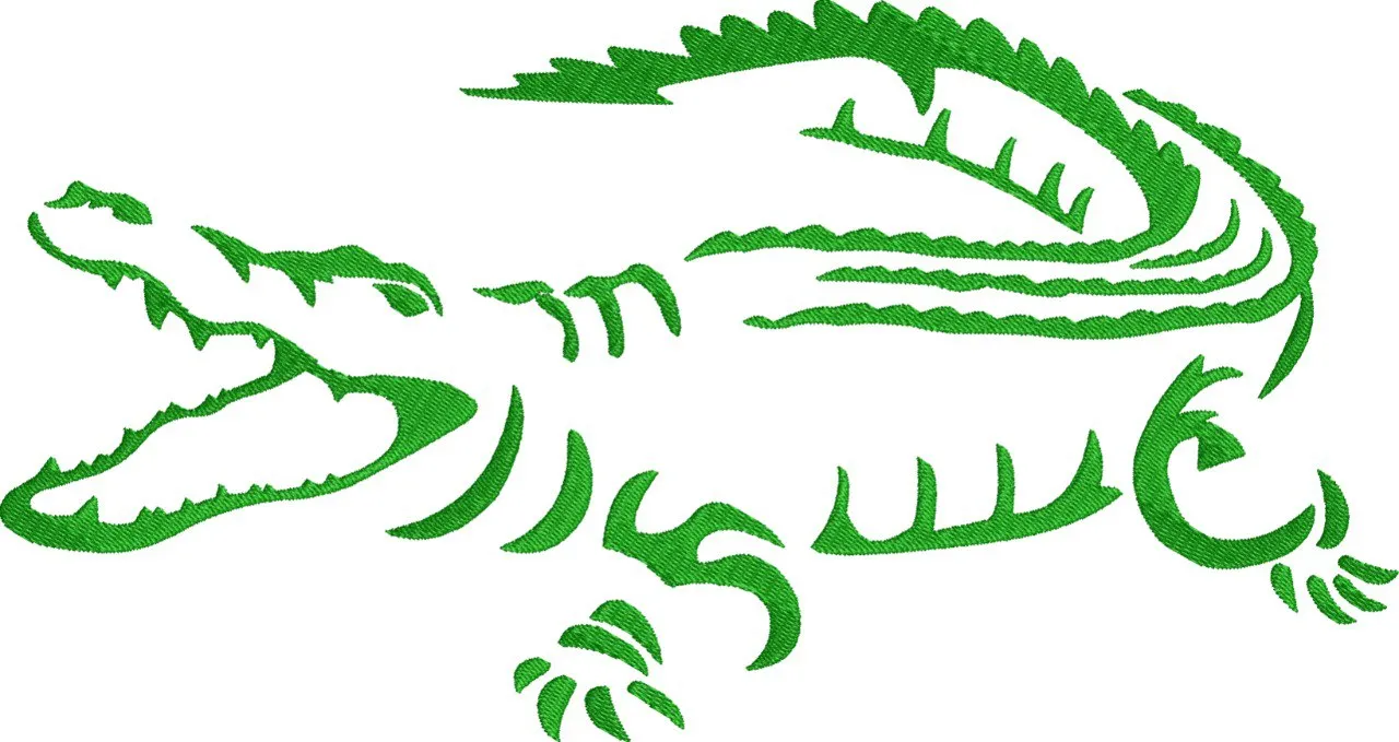  Stylized Green Crocodile Embroidery  embroidery pattern preview