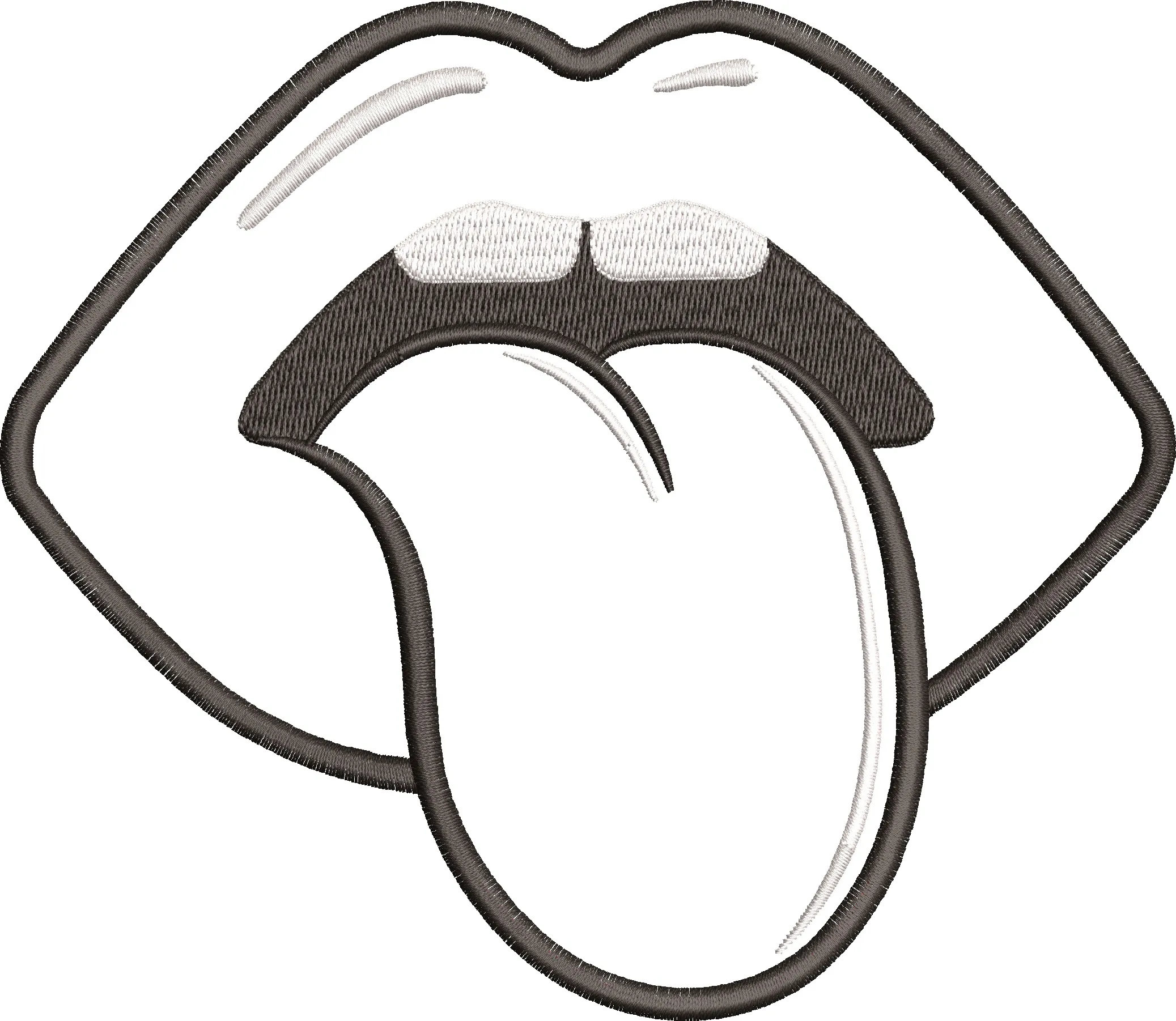  Stylized Lips with Tongue Outlined Embroidery  embroidery pattern preview