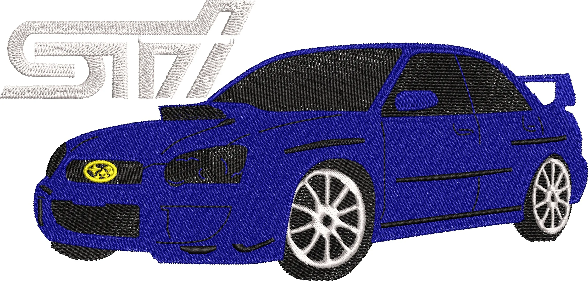  Subaru WRX STI Blue with STI Logo  embroidery pattern preview