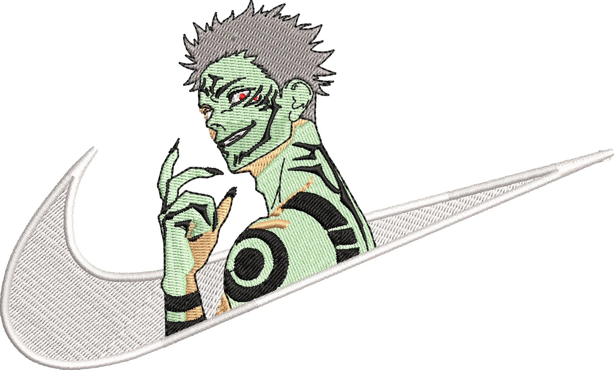  Sukuna from Jujutsu Kaisen with Nike Swoosh  embroidery pattern preview