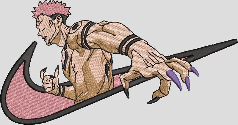  Sukuna in Pink Nike Logo  embroidery pattern preview