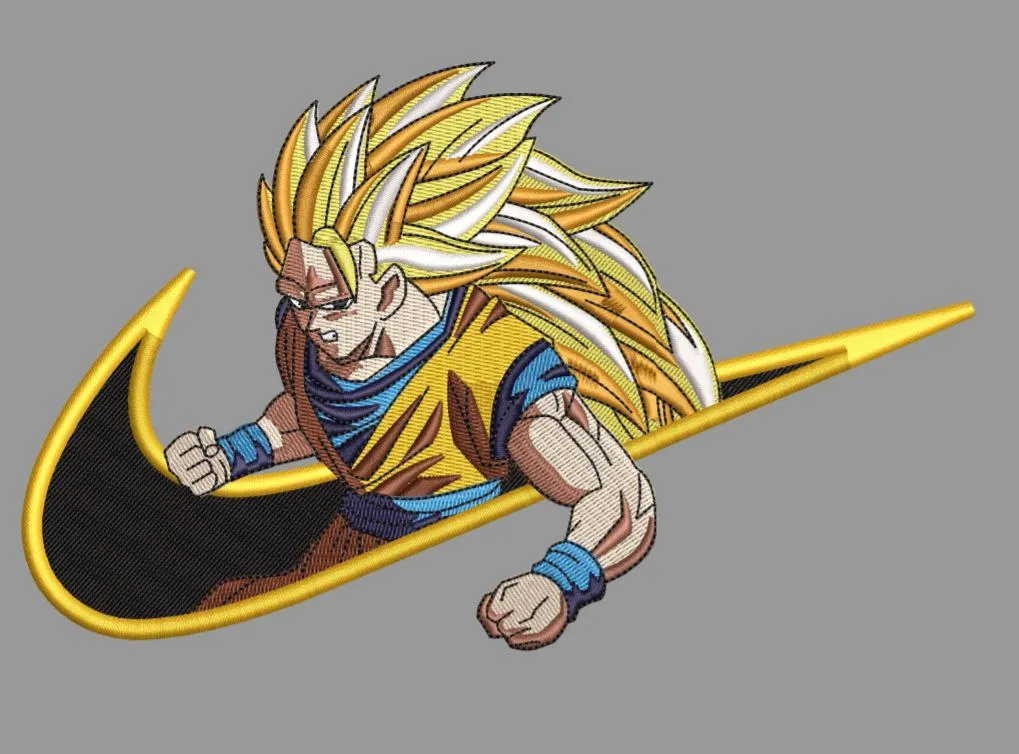  Super Saiyan Goku with Nike Swoosh  embroidery pattern preview
