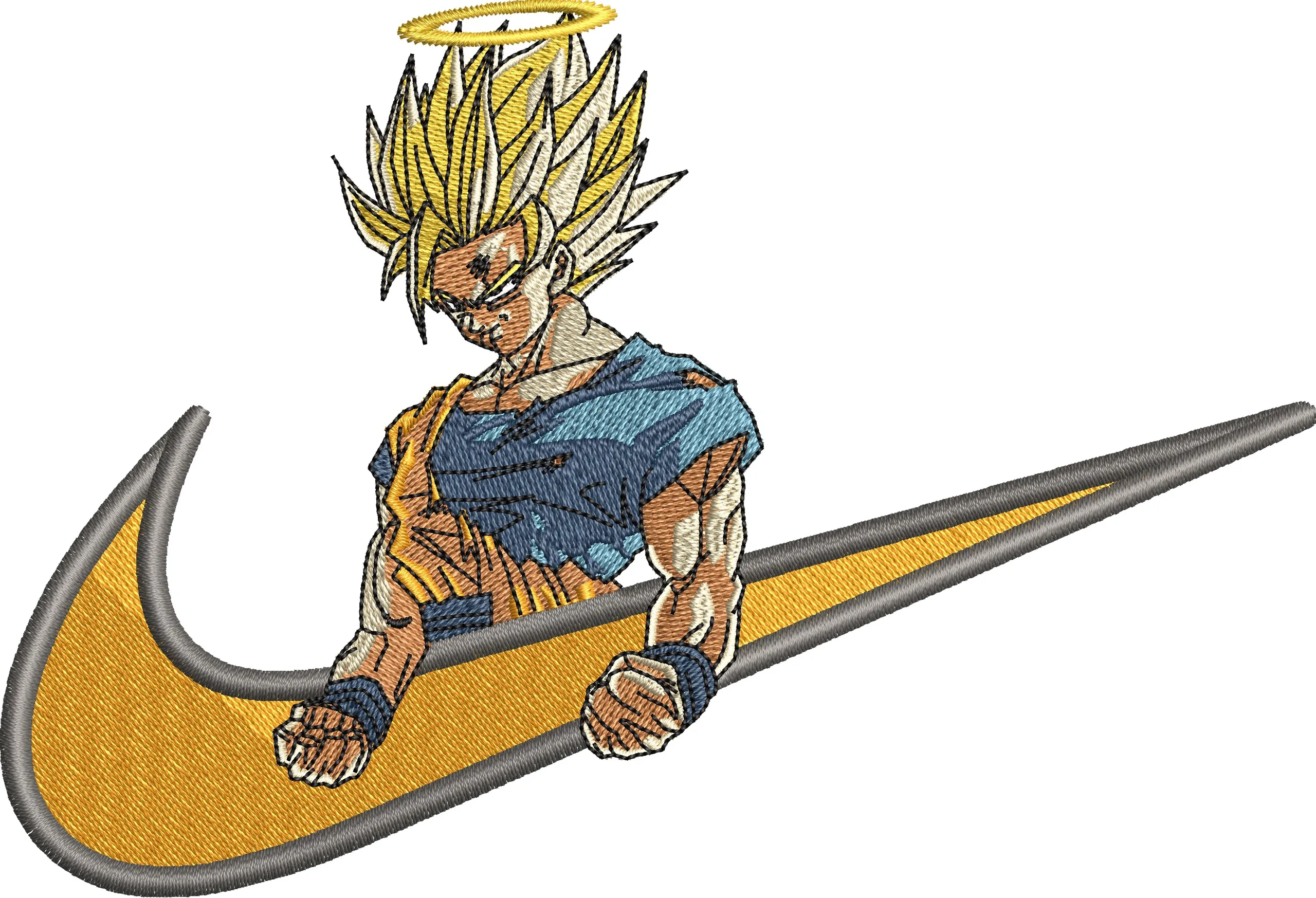  Super Saiyan Goku with Nike Swoosh Halo  embroidery pattern preview