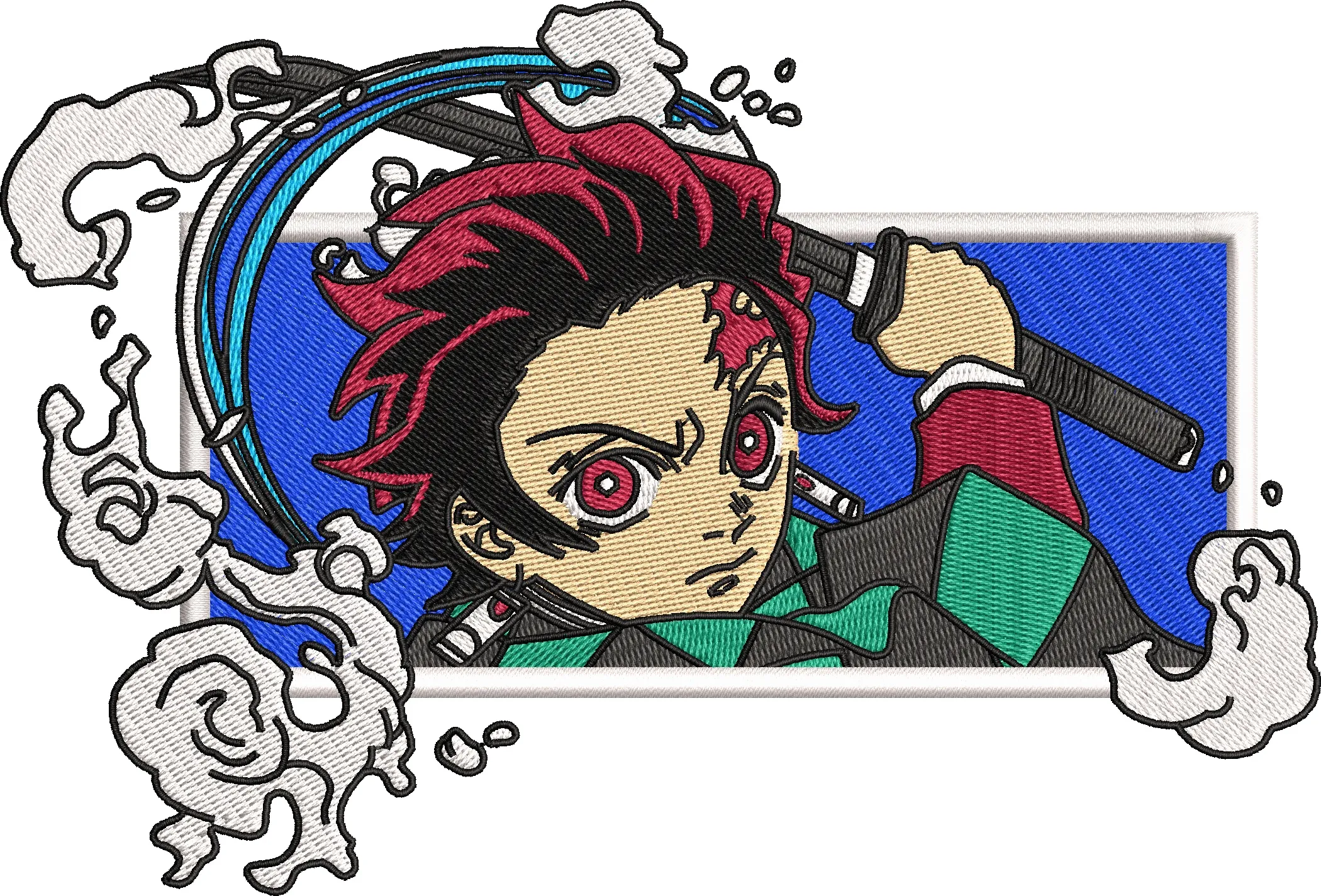  Tanjiro Kamado with Katana and Water Effect  embroidery pattern preview