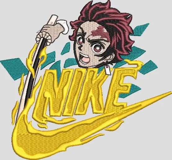  Tanjiro with Nike Logo and Flame Swoosh  embroidery pattern preview