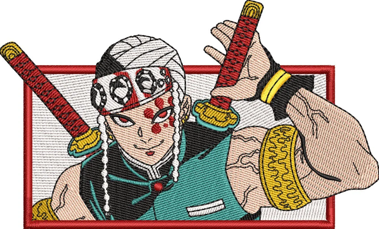  Tengen Uzui Dual Sword Pose  embroidery pattern preview