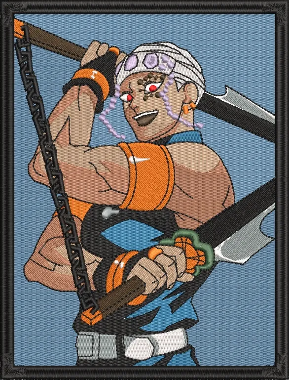  Tengen Uzui Dual Swords Embroidered Portrait  embroidery pattern preview