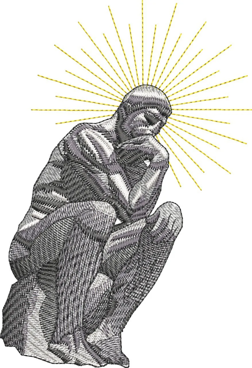  The Thinker Statue with Radiant Halo  embroidery pattern preview