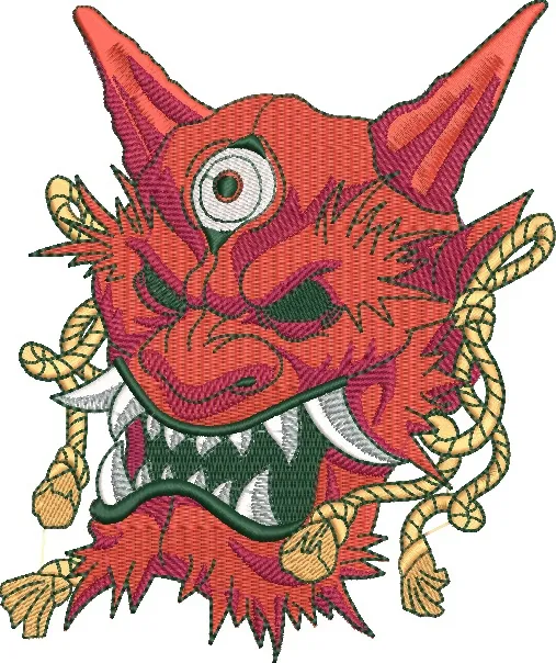  Three Eyed Oni Mask Embroidery  embroidery pattern preview