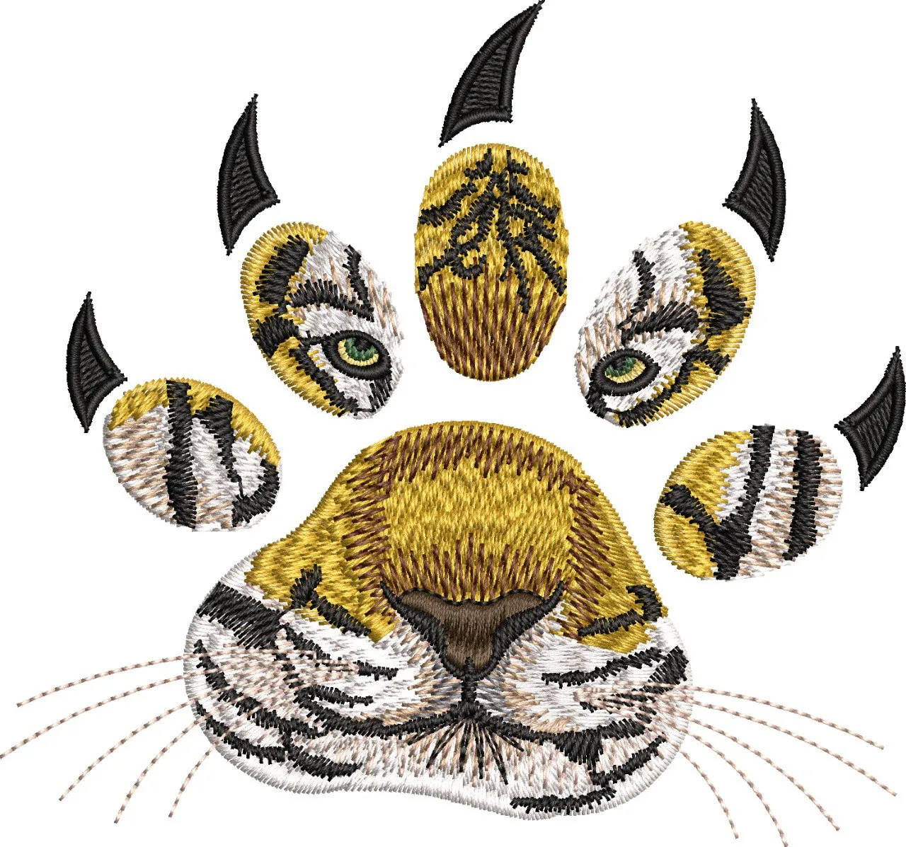  Tiger Face in Paw Print Embroidery  embroidery pattern preview