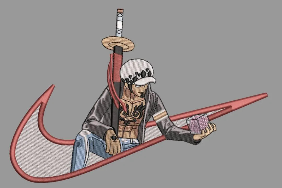  Trafalgar Law Leaning on Fish Hook  embroidery pattern preview
