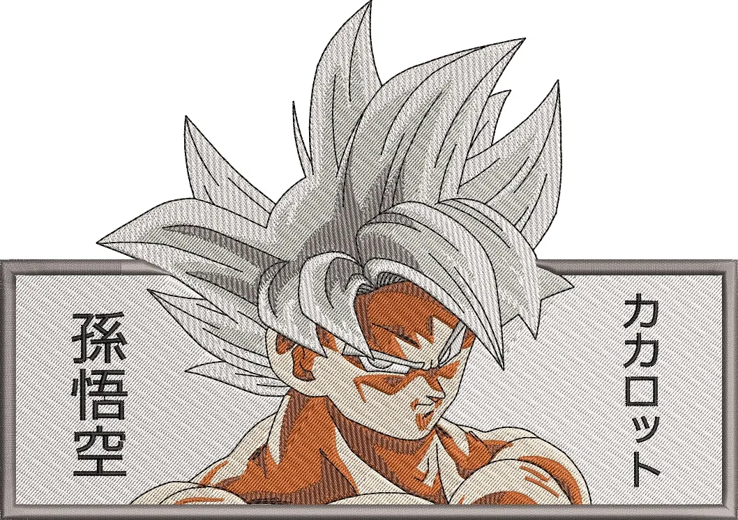  Ultra Instinct Goku with Japanese Text  embroidery pattern preview