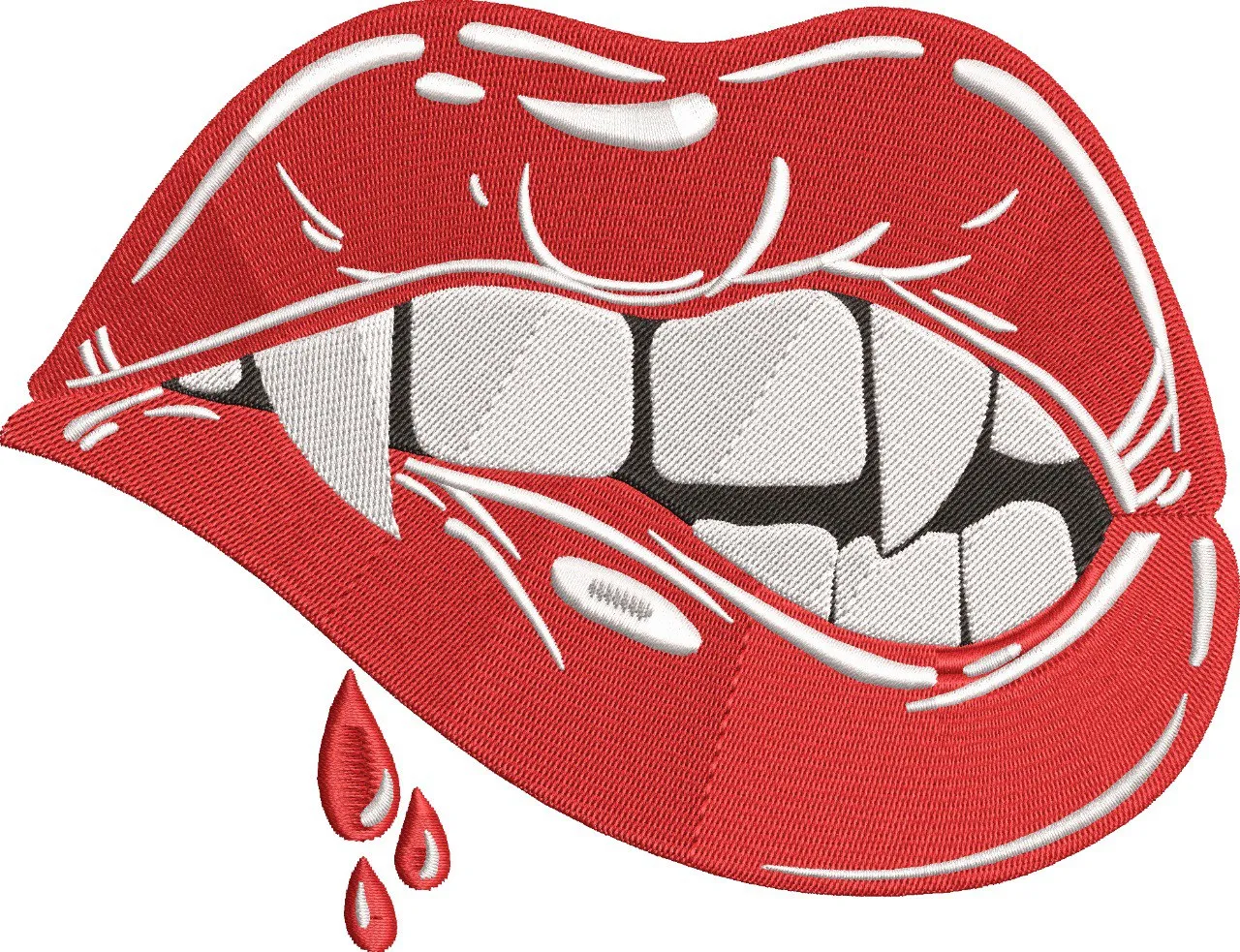  Vampire Lips with Blood Drops  embroidery pattern preview