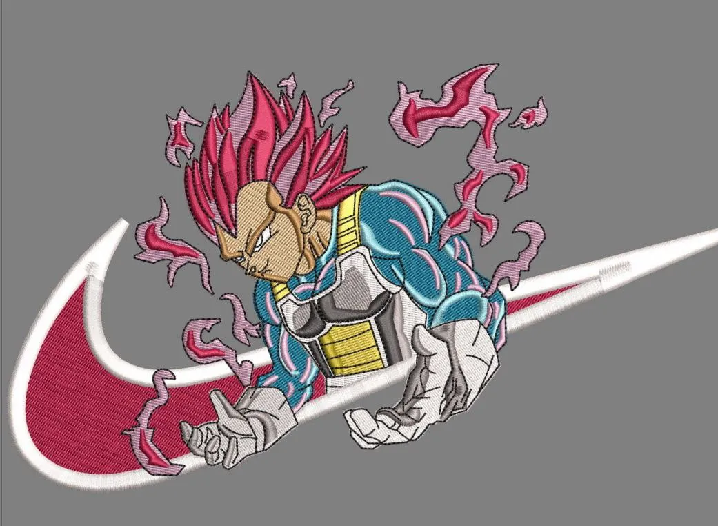  Vegeta Super Saiyan God with Nike Swoosh  embroidery pattern preview