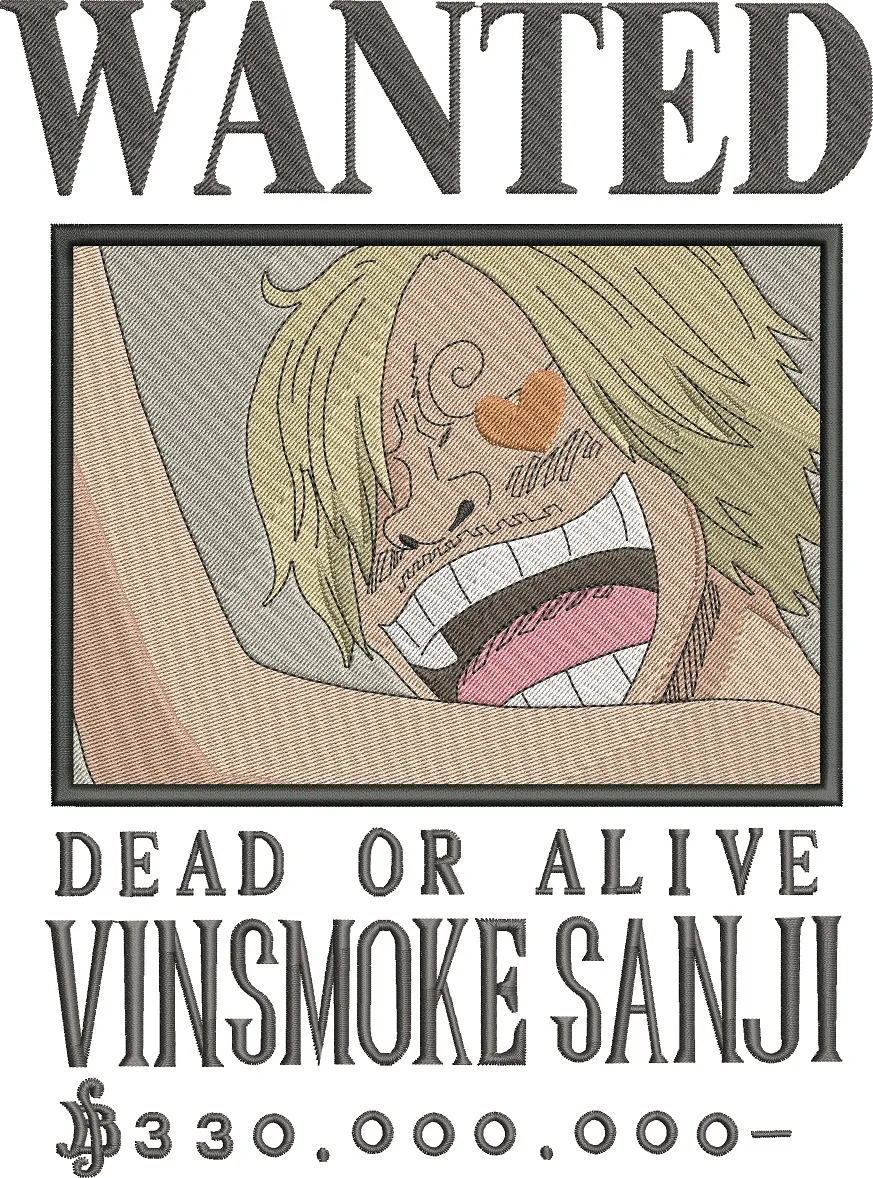 Main preview of  Vinsmoke Sanji Wanted Poster Embroidery 