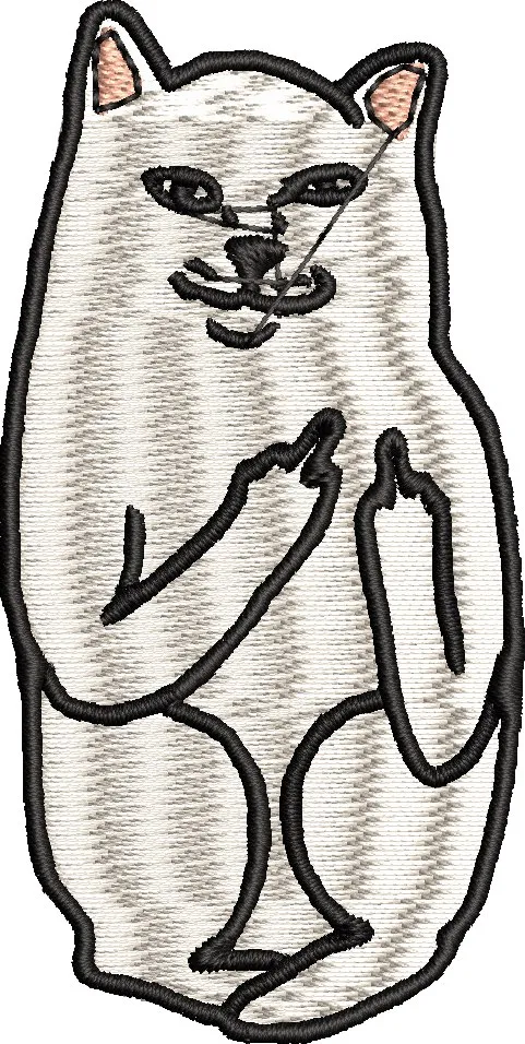  White Cat with Sassy Gesture  embroidery pattern preview