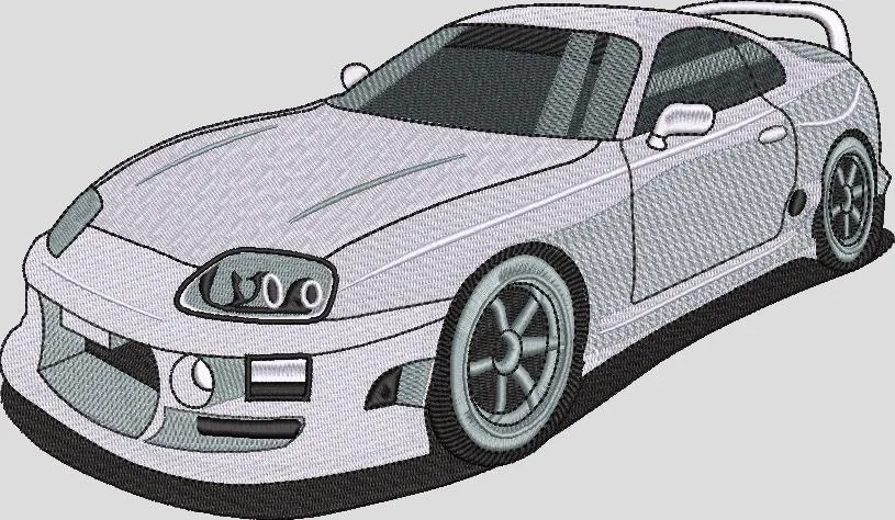  White Sports Car Embroidery Design  embroidery pattern preview