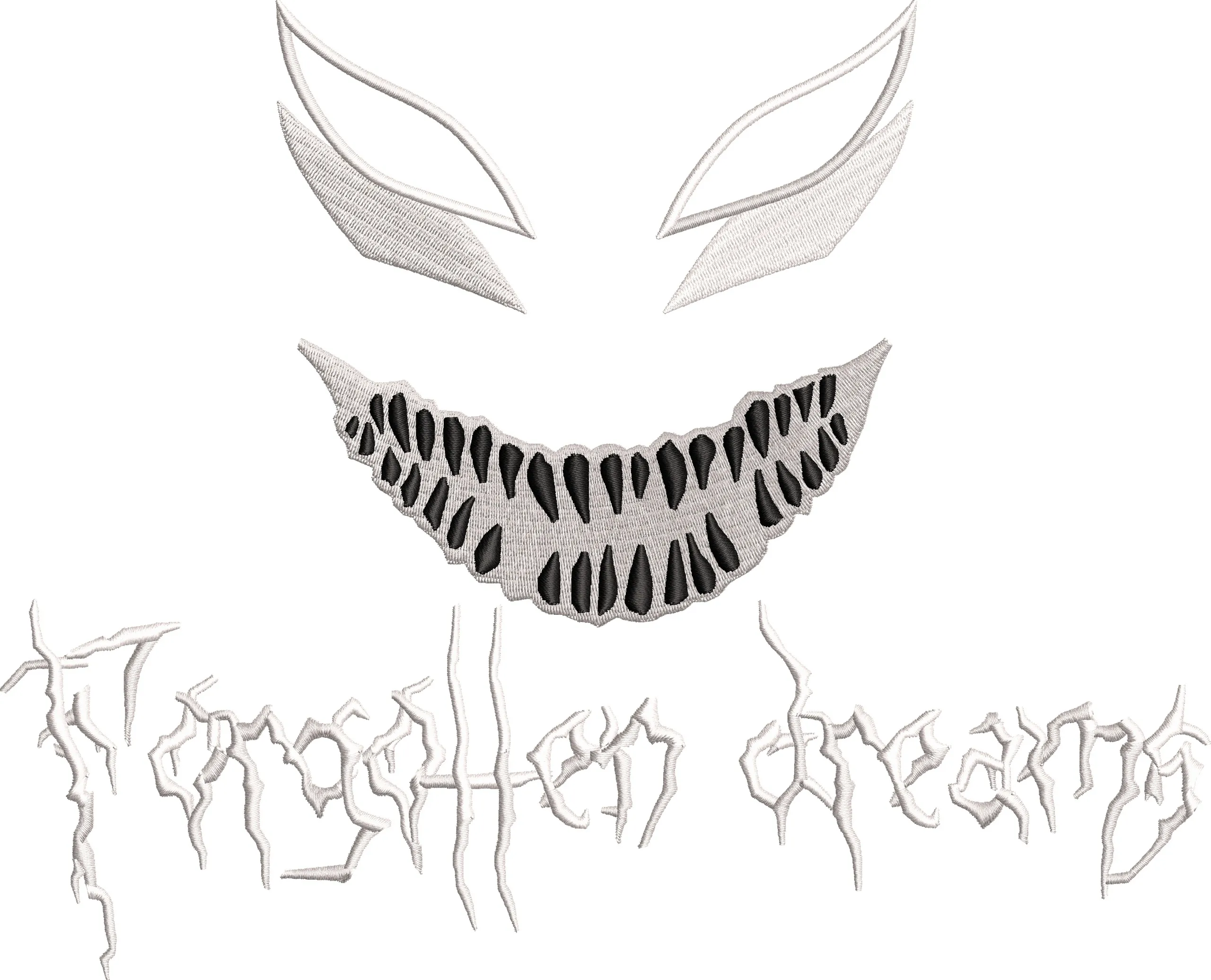 Wicked Grin with Forgotten Dreams Text  embroidery pattern preview