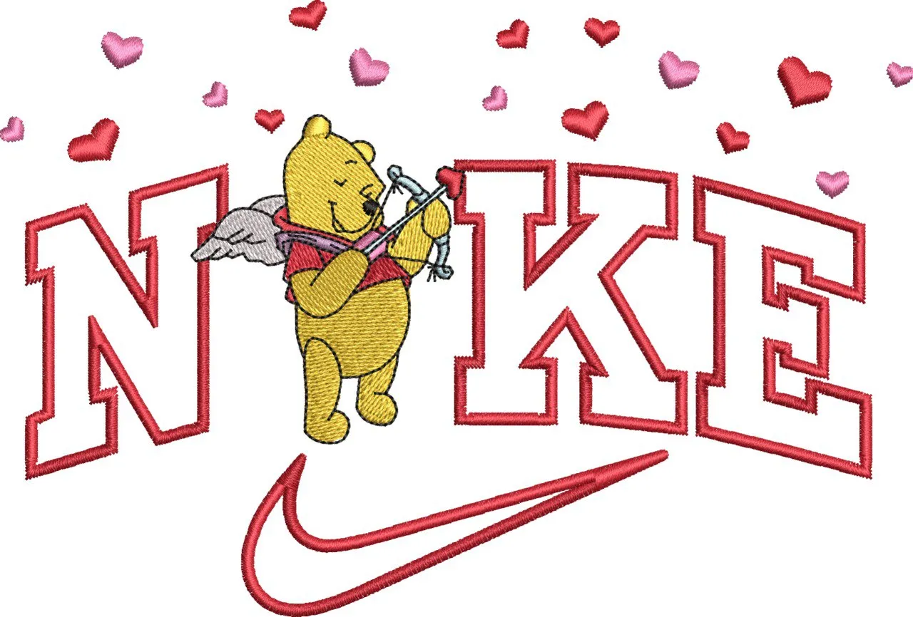  Winnie the Pooh Cupid in Nike Logo  embroidery pattern preview