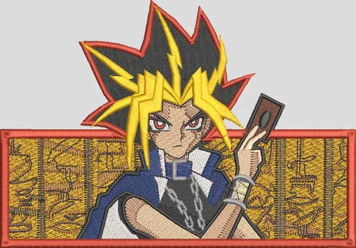  Yami Yugi with Duel Card Ancient Egyptian Background  embroidery pattern preview