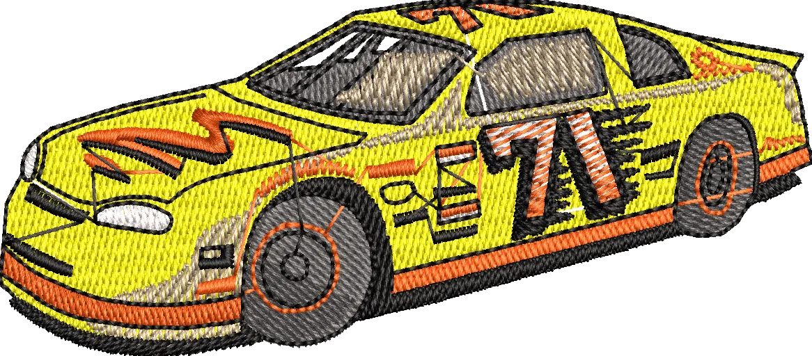  Yellow Race Car Embroidery Patch  embroidery pattern preview