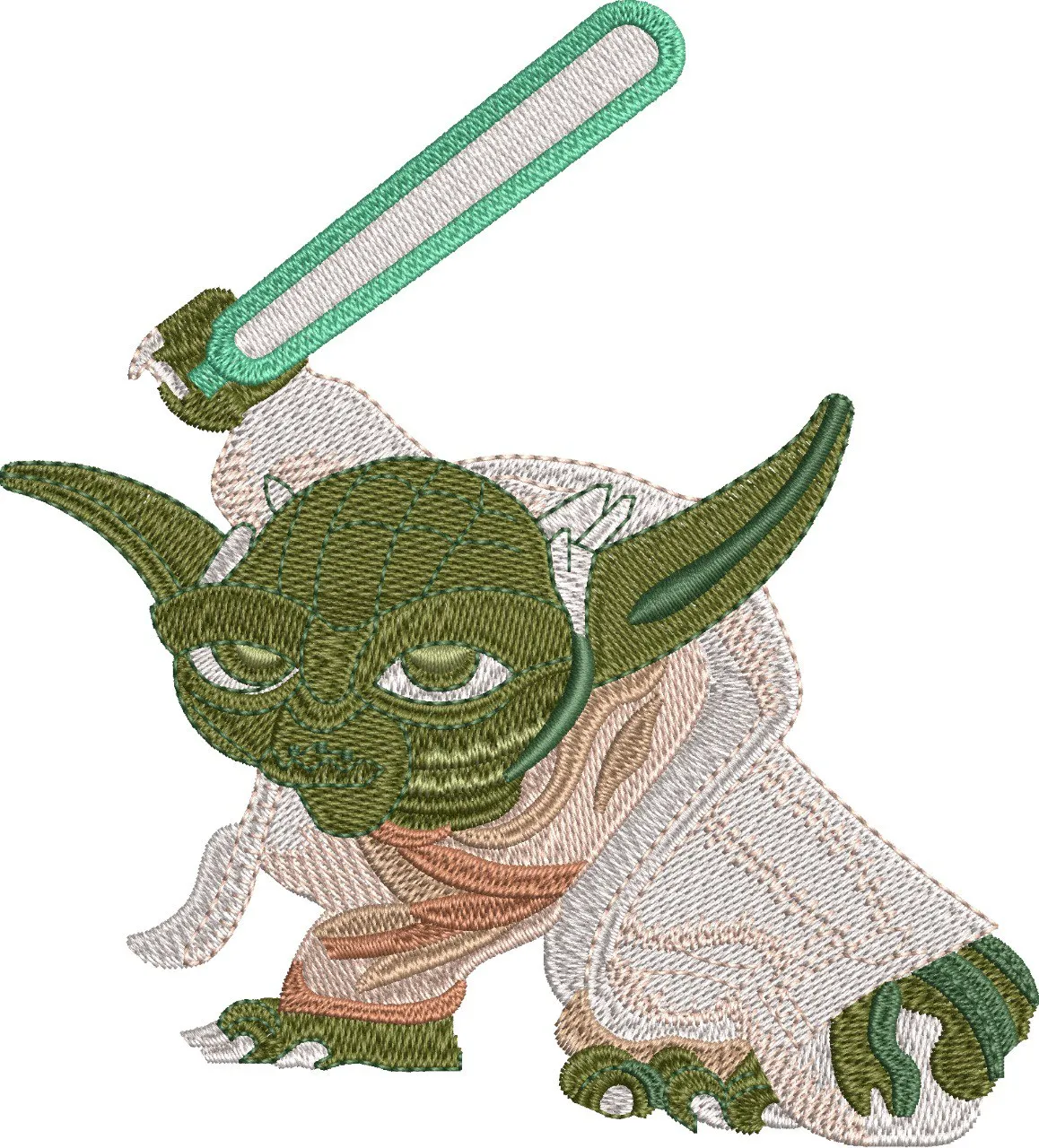  Yoda with Green Lightsaber Embroidery  embroidery pattern preview