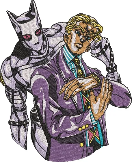  Yoshikage Kira with Killer Queen JoJo Patch Style  embroidery pattern preview