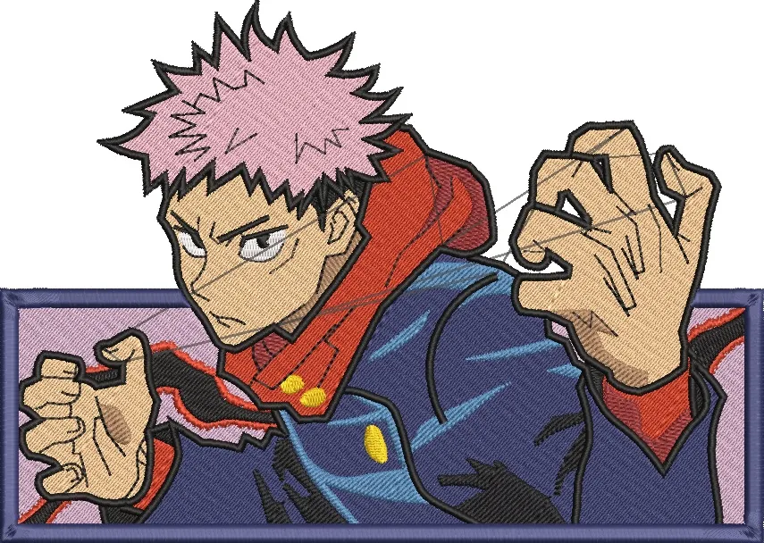  Yuji Itadori Embroidered Pose  embroidery pattern preview