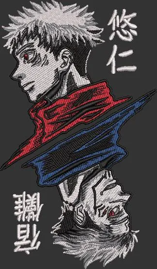  Yuji Itadori and Sukuna Dual Portrait Embroidery  embroidery pattern preview